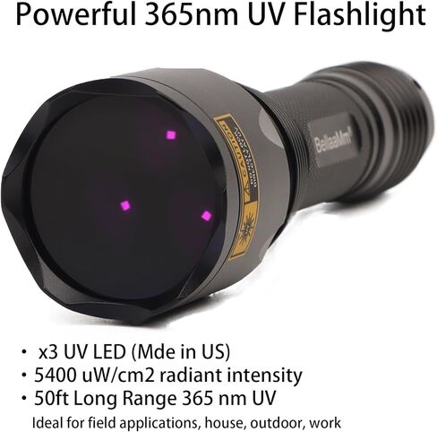 C10 365nm الأشعة فوق البنفسجية مصباح يدوي Blacklight مشاعل مع تصفية، Longwave 365 نانومتر ضوء الأشعة فوق البنفسجية ضوء أسود للكشف عن البول للحيوانات الأليفة، العقرب، الصخور in Kuwait