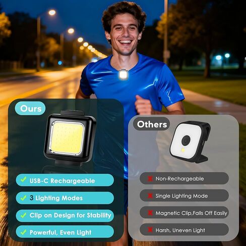Running Lights for Runners, 2 Pack Clip on Flashlight Rechargeable Running Light for Night Walking, 3 Modes Safety LED Lights Running Gear for Jogging Hiking Camping Gear Dog Walking,Outdoor Adventure in Kuwait