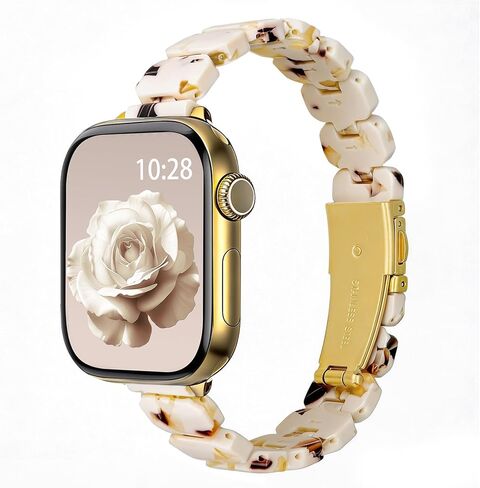 Slim Resin Band Compatible With Apple Watch Bands for Women Series 11/10/9/8/7 38/40/41/42/44/46mm,Thin Bracelet Lightweight Fashion Strap for iWatch Wristband 6/5/4/3/2/1 SE in Kuwait