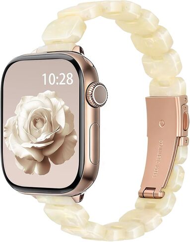 Slim Resin Band Compatible With Apple Watch Bands for Women Series 11/10/9/8/7 38/40/41/42/44/46mm,Thin Bracelet Lightweight Fashion Strap for iWatch Wristband 6/5/4/3/2/1 SE in Saudi Arabia