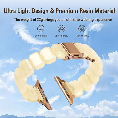 Slim Resin Band Compatible With Apple Watch Bands for Women Series 11/10/9/8/7 38/40/41/42/44/46mm,Thin Bracelet Lightweight Fashion Strap for iWatch Wristband 6/5/4/3/2/1 SE in Saudi Arabia