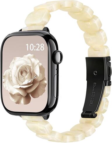 Slim Resin Band Compatible With Apple Watch Bands for Women Series 11/10/9/8/7 38/40/41/42/44/46mm,Thin Bracelet Lightweight Fashion Strap for iWatch Wristband 6/5/4/3/2/1 SE in Saudi Arabia