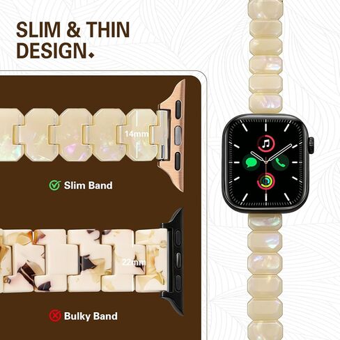 Slim Resin Band Compatible With Apple Watch Bands for Women Series 11/10/9/8/7 38/40/41/42/44/46mm,Thin Bracelet Lightweight Fashion Strap for iWatch Wristband 6/5/4/3/2/1 SE in Saudi Arabia