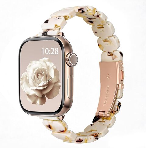 Slim Resin Band Compatible With Apple Watch Bands for Women Series 11/10/9/8/7 38/40/41/42/44/46mm,Thin Bracelet Lightweight Fashion Strap for iWatch Wristband 6/5/4/3/2/1 SE in Saudi Arabia
