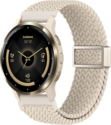 22mm Magnetic Braided Compatible with Garmin Venu 3 Watch Band/Venu 4 45mm/Venu 2/Vivoactive 4, Adjustable Stretchy Nylon Sport Strap for Forerunner 570-47mm/265/255 Women Men (improved) in Saudi Arabia