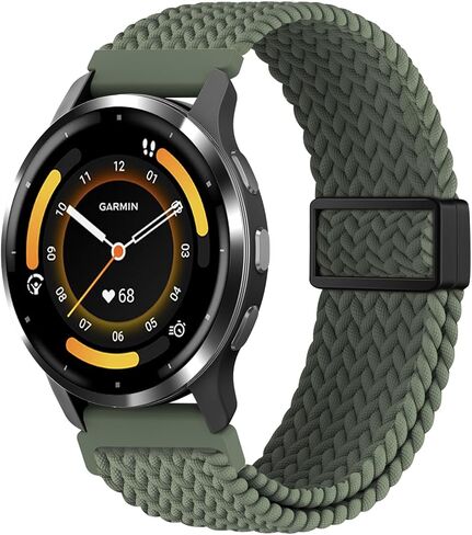 22mm Magnetic Braided Compatible with Garmin Venu 3 Watch Band/Venu 4 45mm/Venu 2/Vivoactive 4, Adjustable Stretchy Nylon Sport Strap for Forerunner 570-47mm/265/255 Women Men (improved) in Saudi Arabia
