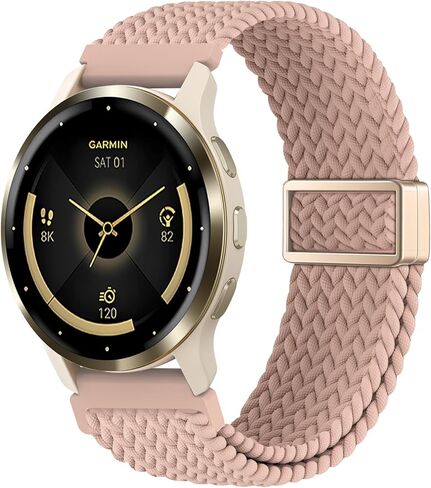22mm Magnetic Braided Compatible with Garmin Venu 3 Watch Band/Venu 4 45mm/Venu 2/Vivoactive 4, Adjustable Stretchy Nylon Sport Strap for Forerunner 570-47mm/265/255 Women Men (improved) in Saudi Arabia