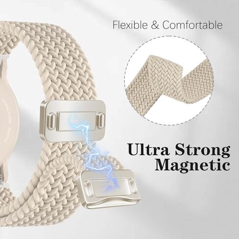 22mm Magnetic Braided Compatible with Garmin Venu 3 Watch Band/Venu 4 45mm/Venu 2/Vivoactive 4, Adjustable Stretchy Nylon Sport Strap for Forerunner 570-47mm/265/255 Women Men (improved) in Saudi Arabia