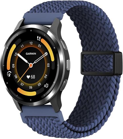 22mm Magnetic Braided Compatible with Garmin Venu 3 Watch Band/Venu 4 45mm/Venu 2/Vivoactive 4, Adjustable Stretchy Nylon Sport Strap for Forerunner 570-47mm/265/255 Women Men (improved) in Saudi Arabia