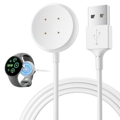 iMangoo لساعة Google 2 3 لشاحن ساعة Pixel USB كابل شحن مع حامل امتصاص مغناطيسي مغناطيسي للساعة الذكية بديل سلك شحن احتياطي 3 أقدام أبيض in Kuwait