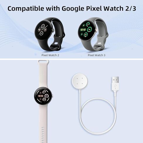 iMangoo لساعة Google 2 3 لشاحن ساعة Pixel USB كابل شحن مع حامل امتصاص مغناطيسي مغناطيسي للساعة الذكية بديل سلك شحن احتياطي 3 أقدام أبيض in Kuwait