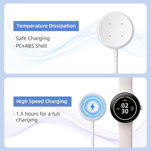 iMangoo لساعة Google 2 3 لشاحن ساعة Pixel USB كابل شحن مع حامل امتصاص مغناطيسي مغناطيسي للساعة الذكية بديل سلك شحن احتياطي 3 أقدام أبيض in Kuwait