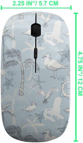 2.4GHz USB Wireless Mouse, Sea Beach Theme Pattern, Ergonomic Slim Computer Mice for Kids in Kuwait