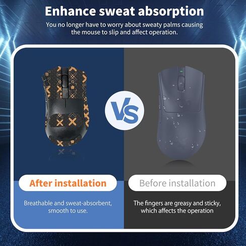 شريط قبضة الماوس NOUKAJU تغطية كاملة لـ Razer DeathAdder V2 X HyperSpeed، شريط قبضة الماوس المضاد للانزلاق، مجموعة ترقية الفئران الاحترافية ذاتية اللصق ومقاومة للعرق (أسود وذهبي) in Kuwait