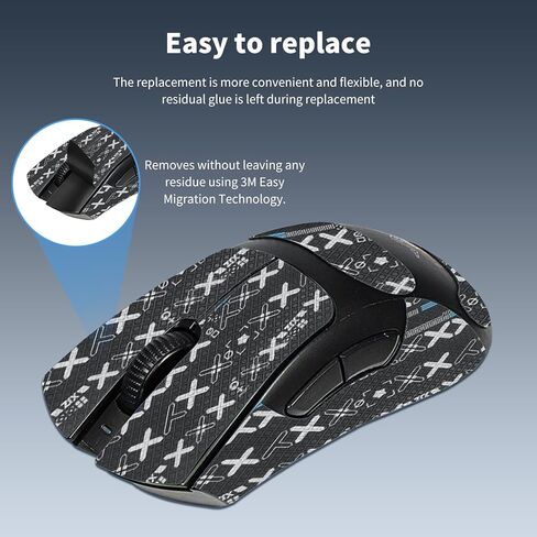 NOUKAJU DIY Mouse Grip Tape Full Coverage, DIY Anti-Slip Stickers(110 * 150MM),Mouse Anti Sweat Grip,Sweat Resistant,Easy to Apply,DIY Anti Slip Grip Tape,Printed Texture(Black) in Kuwait