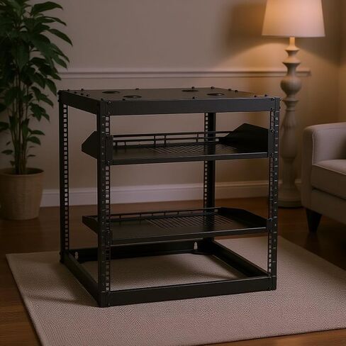 12U Open Frame Network Rack - 23" Depth, Steel, Black, 68x57x13cm in Kuwait
