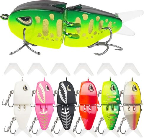6 Pack Mini Glide Baits, Multi Jointed Swimbaits Slow Sinking Raptor Fishing Lure for Bass Pike 0.51in/0.23oz in Kuwait