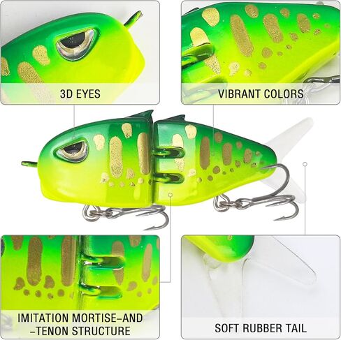 6 Pack Mini Glide Baits, Multi Jointed Swimbaits Slow Sinking Raptor Fishing Lure for Bass Pike 0.51in/0.23oz in Kuwait