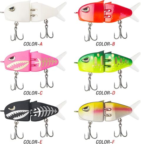 6 Pack Mini Glide Baits, Multi Jointed Swimbaits Slow Sinking Raptor Fishing Lure for Bass Pike 0.51in/0.23oz in Kuwait