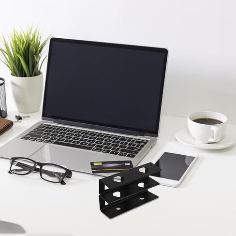 Double Layer Under Desk Laptop Mount Metal Holder with Screws, Universal Laptop and Keyboard Organizer, Black Under Table Workspace Storage Stand for Office and Home Use in Kuwait
