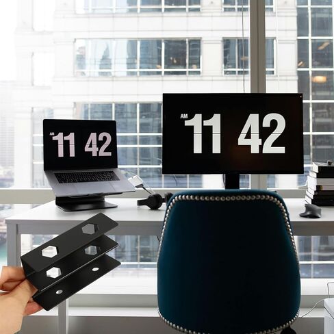 Double Layer Under Desk Laptop Mount Metal Holder with Screws, Universal Laptop and Keyboard Organizer, Black Under Table Workspace Storage Stand for Office and Home Use in Kuwait