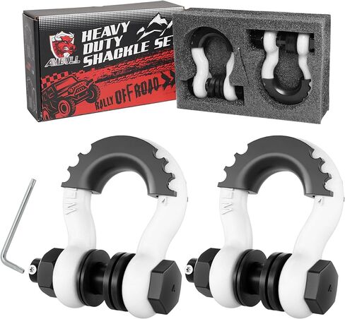 Shackles 3/4" D Ring Shackle (2 Pack) 45,000lb Break Strength with 7/8" Pin, Anti Theft Security Screws, Isolator & Washer Kits for Use with Tow Strap Winch Truck Vehicle Recovery, Red in Saudi Arabia