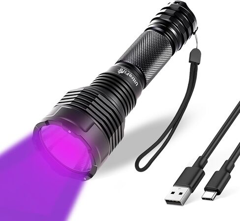 ULTRAFIRE 16 واط قوي 395 نانومتر مصباح يدوي للأشعة فوق البنفسجية باللون الأسود - مصابيح LED للأشعة فوق البنفسجية قابلة لإعادة الشحن، للكشف عن بول الكلاب/القطط، البقع الجافة، العثور على العقرب، معالجة الراتنج in Kuwait
