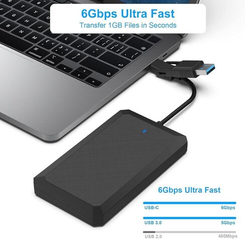 2.5 Inch SATA to USB Tool Free External Hard Drive Enclosure, USB Type-C/Type-A to Sata in Kuwait