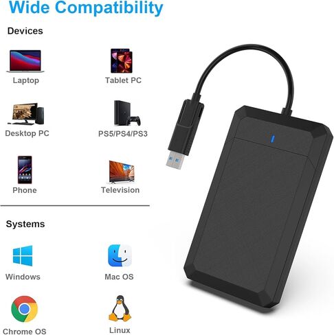 2.5 Inch SATA to USB Tool Free External Hard Drive Enclosure, USB Type-C/Type-A to Sata in Kuwait