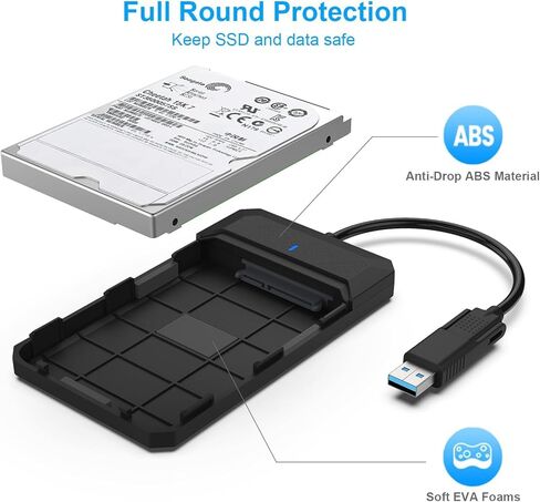 2.5 Inch SATA to USB Tool Free External Hard Drive Enclosure, USB Type-C/Type-A to Sata in Kuwait