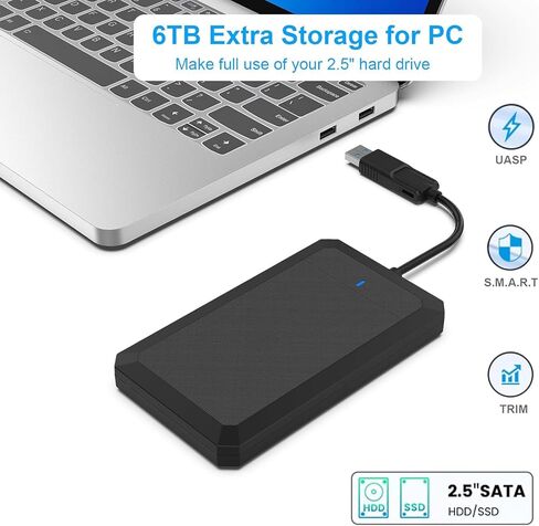 2.5 Inch SATA to USB Tool Free External Hard Drive Enclosure, USB Type-C/Type-A to Sata in Kuwait