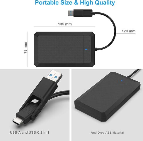 2.5 Inch SATA to USB Tool Free External Hard Drive Enclosure, USB Type-C/Type-A to Sata in Kuwait