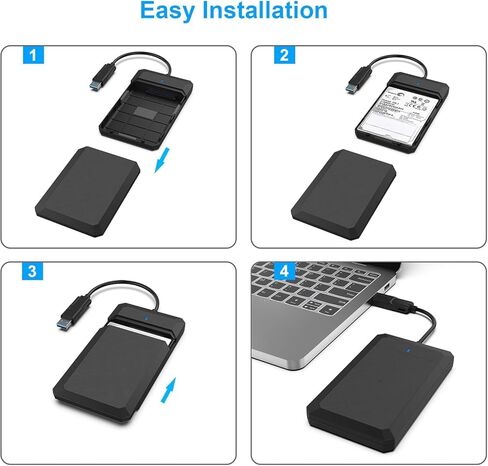 2.5 Inch SATA to USB Tool Free External Hard Drive Enclosure, USB Type-C/Type-A to Sata in Kuwait