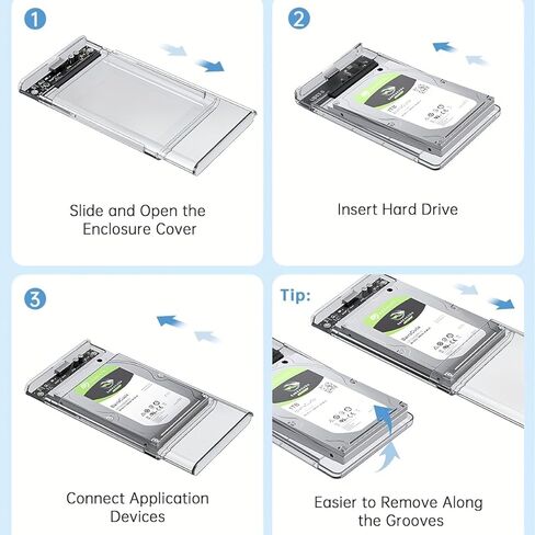 حاوية محرك الأقراص الصلبة USB 3.0 إلى SATA - شفافة، لا تحتاج إلى تركيب أداة، صندوق تخزين خارجي، التوصيل والتشغيل، متوافق مع أنظمة متعددة لمحرك الأقراص الصلبة/ SSD، واستخدام الكمبيوتر المحمول/ سطح المكتب in Kuwait