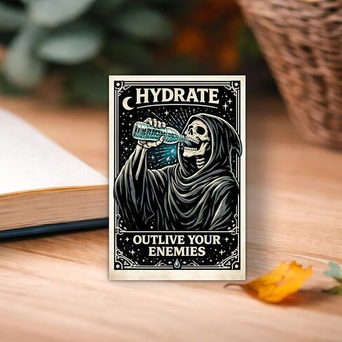 3 عبوات من ملصقات Hydrate Outlive Your Enemies - ملصقات مياه الشرب Grim Reaper - ملصقات فكاهة داكنة من الفينيل مقاومة للماء لزجاجات الصالة الرياضية وأجهزة الكمبيوتر المحمولة والمبردات - هدية هيكل عظمي جمالي قوطي 3 بوصة in Kuwait