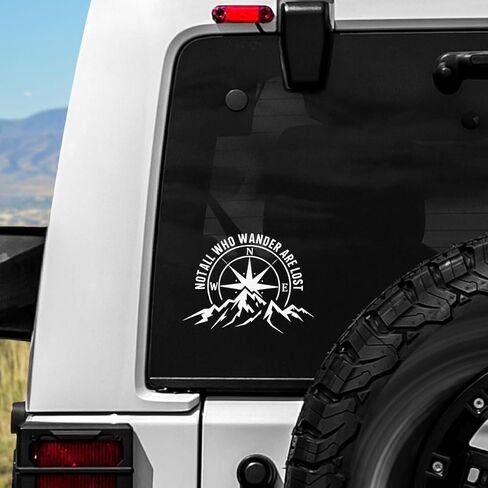 Not All Who Wander are Lost Sticker – Inspirational Mountain Compass Vinyl Decal for Cars, Windows, Laptops – Waterproof for Outdoor Use, Gift for Hikers, Adventurers 6 Inch in Kuwait