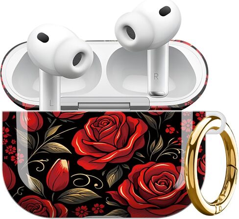 Compatible with Airpod Pro 3 Case–Secure Lock & Keychain,TPU Protection,Sleek Design,Full-Body Coverage for 3rd Gen Airpod Pro(Red Roses Black Background Floral) in Saudi Arabia