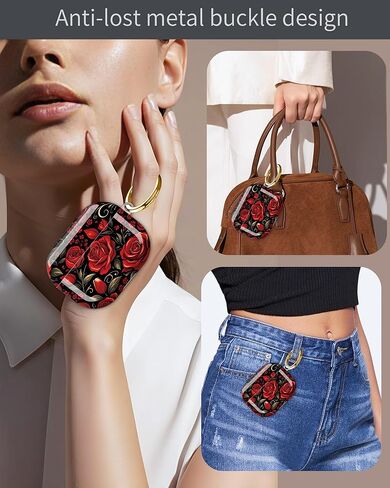 Compatible with Airpod Pro 3 Case–Secure Lock & Keychain,TPU Protection,Sleek Design,Full-Body Coverage for 3rd Gen Airpod Pro(Red Roses Black Background Floral) in Saudi Arabia