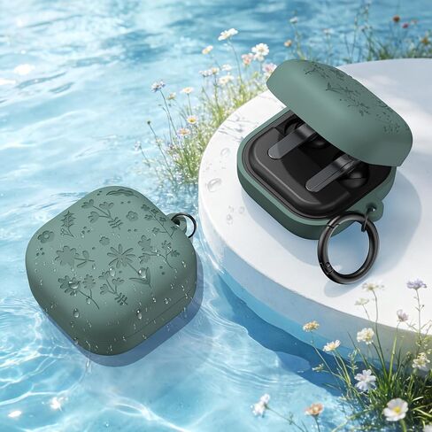جراب AhaStyle من السيليكون لهاتف Samsung Galaxy Buds4 وGalaxy Buds4 Pro (2026) غطاء لطيف منقوش عليه زهرة متوافق مع سلسلة Samsung Galaxy Buds4 يدعم الشحن السلكي/اللاسلكي للنساء والفتيات in Kuwait