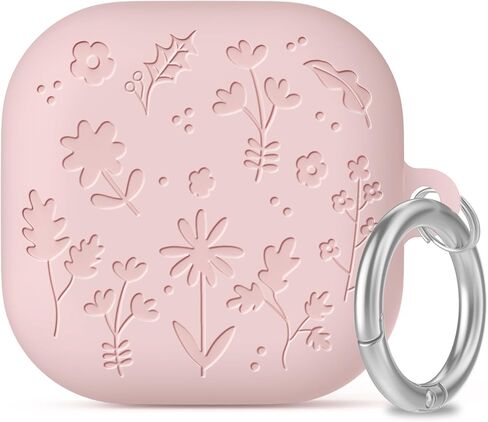 جراب AhaStyle من السيليكون لهاتف Samsung Galaxy Buds4 وGalaxy Buds4 Pro (2026) غطاء لطيف منقوش عليه زهرة متوافق مع سلسلة Samsung Galaxy Buds4 يدعم الشحن السلكي/اللاسلكي للنساء والفتيات in Kuwait