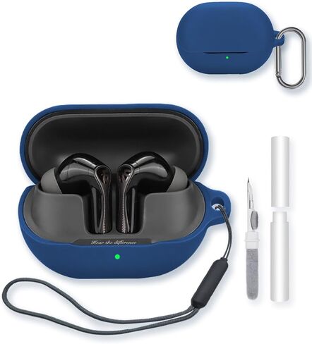 حافظة لسماعات الأذن SoundPEATS Air5 Pro لاسلكية شبه داخل الأذن، حماية ناعمة، غطاء حافظة من السيليكون BOVUGAC مع سلسلة مفاتيح ومجموعة تنظيف وحبل لسماعات الأذن SoundPEATS Air5 Pro - أسود in Kuwait