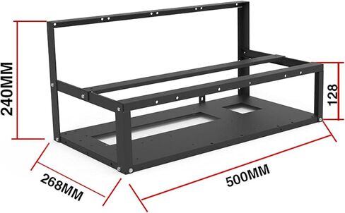 6 GPU Mining Rig Frame Case ATX Motherboard Rack Stackable Miner Computer Rack with 4 Cooling Fans 81mm Card Spacing for Cryptocurrency GPU Mining (Black) in Kuwait