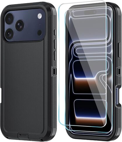 متوافق مع حافظة iPhone 17 مع واقي شاشة HD، [2 في 1] حافظة هاتف حماية شديدة التحمل لهاتف iPhone 17 6.3 بوصة (WineRedPink) in Kuwait
