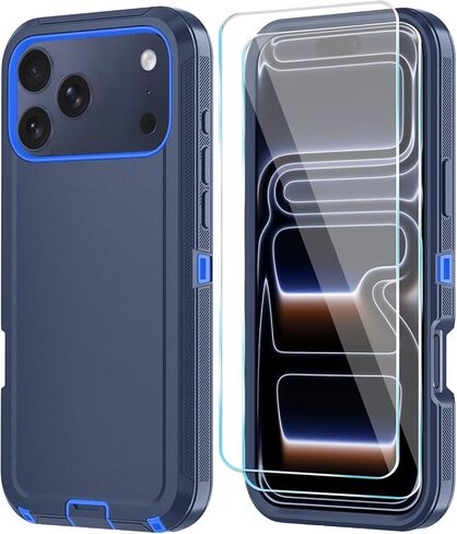 متوافق مع حافظة iPhone 17 مع واقي شاشة HD، [2 في 1] حافظة هاتف حماية شديدة التحمل لهاتف iPhone 17 6.3 بوصة (WineRedPink) in Kuwait