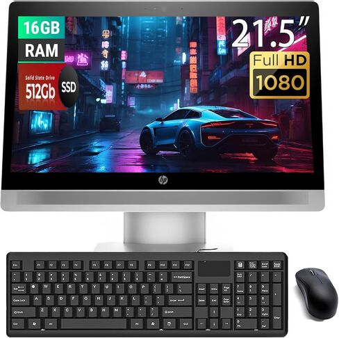 HP ProOne 600 G2 All-in-One Desktop PC, 21.5" FHD(1920x1080) Display Screen, Intel i5-6500 3.2GHz, 16GB RAM, 512GB SSD, Keyboard & Mouse, USB WiFi, Win11 Pro (Renewed) in Kuwait
