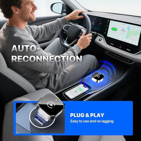 2026 ترقية محول CarPlay اللاسلكي الصغير 2 في 1، التوصيل والتشغيل اللاسلكي Android Auto Dongle، إعادة التوصيل التلقائي لملحق تشغيل السيارة USB الصغير المتوافق مع iPhone Android in Kuwait