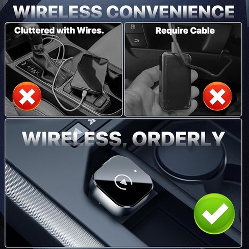 2026 ترقية محول CarPlay اللاسلكي الصغير 2 في 1، التوصيل والتشغيل اللاسلكي Android Auto Dongle، إعادة التوصيل التلقائي لملحق تشغيل السيارة USB الصغير المتوافق مع iPhone Android in Kuwait