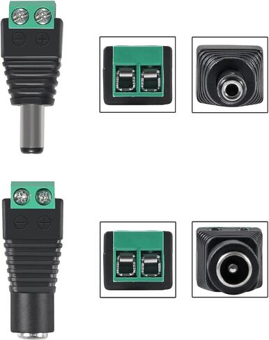 10 أزواج من موصل الطاقة DC 5.5 مم × 2.1 مم 12 فولت محول مقبس الطاقة 10 × ذكر و10 × أنثى لشريط LED CCTV كاميرا أمان كابل سلك ينتهي محول برميل التوصيل in Kuwait