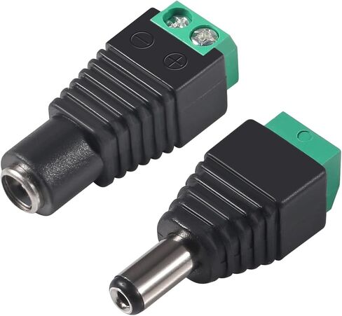 10 أزواج من موصل الطاقة DC 5.5 مم × 2.1 مم 12 فولت محول مقبس الطاقة 10 × ذكر و10 × أنثى لشريط LED CCTV كاميرا أمان كابل سلك ينتهي محول برميل التوصيل in Kuwait