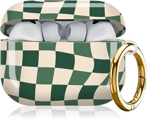 Compatible with AirPod Pro 3rd Generation Case 2025,Fashion Protective Cover with Keychain, Anti-Scratch, Drop Protection,Shockproof Cover for AirPod Pro 3 Women(Green Checkered) in Kuwait